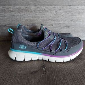 Skechers Sport Women's Loving Life Memory Foam Sneaker, Charcoal/Multi Size 8.5